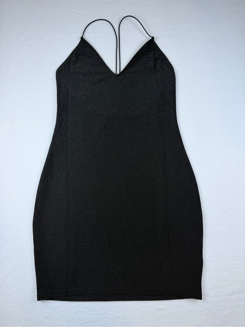 H&M Divided NWT Black Metallic Shimmer Sparkle Bodycon Slip Dress Size Medium M - Picture 2 of 7
